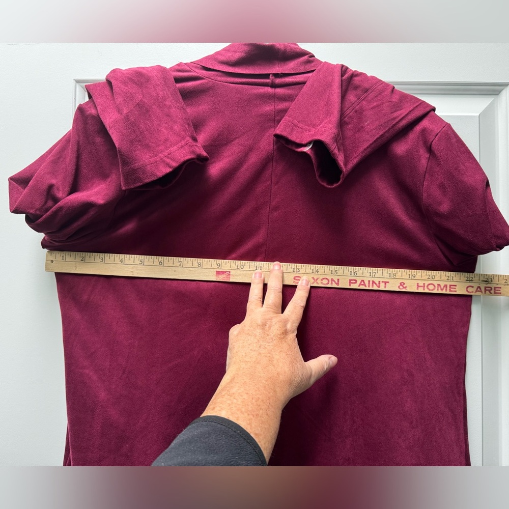 Dana Buchman Suede-feel Blazer Zippered Pockets Women's Size XL Maroon Red - Picture 9 of 11